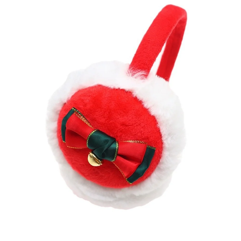 Orejeras navideñas para mujer, tocado de invierno, lindas fundas cálidas de felpa, orejeras de muñeco de nieve con campana de Papá Noel para adultos y niños