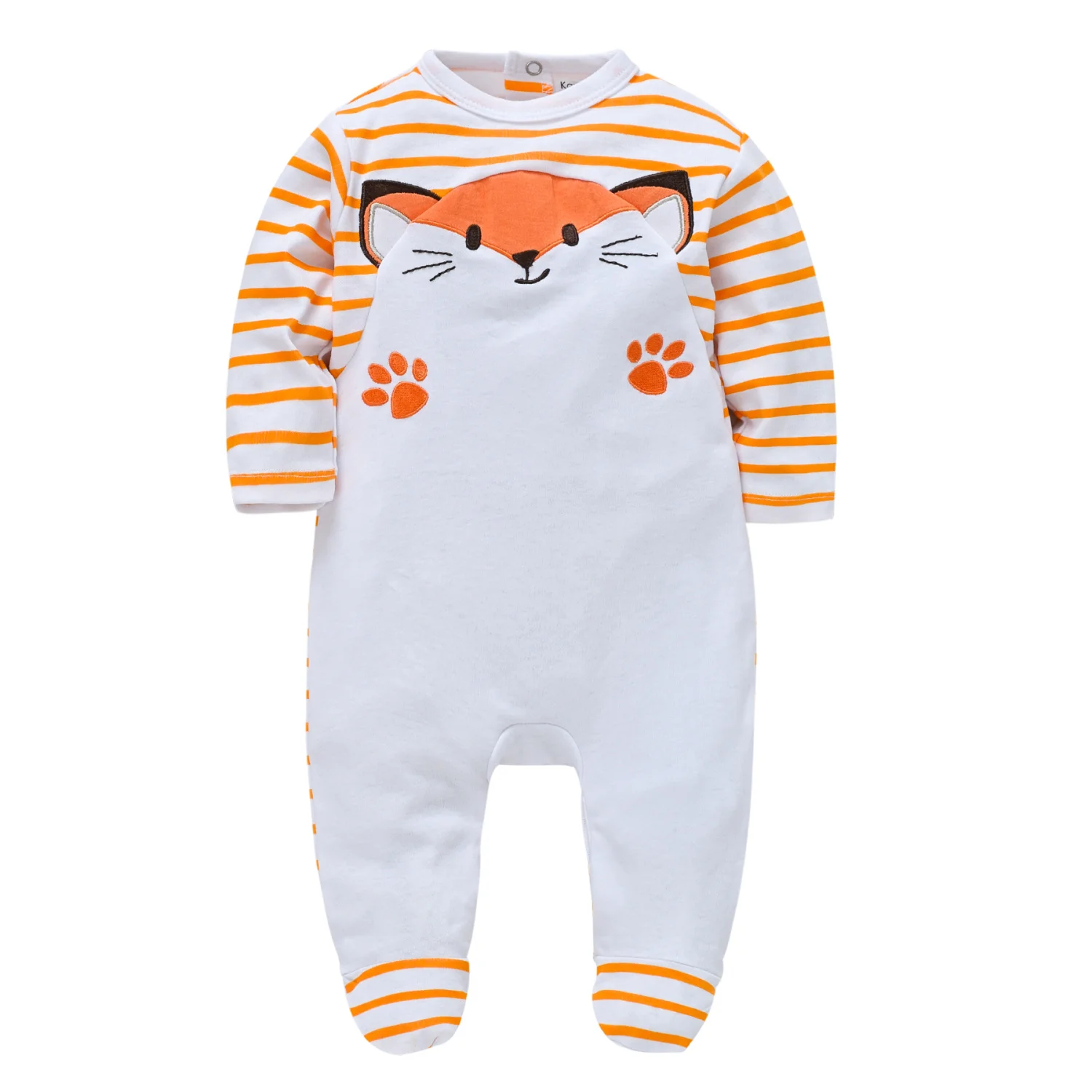 KAVKAS Baby Boys Clothing Cotton Cartoon Printing Kids Rompers Knit Newborn Overalls Orange Pajamas Baby Jumpsuit