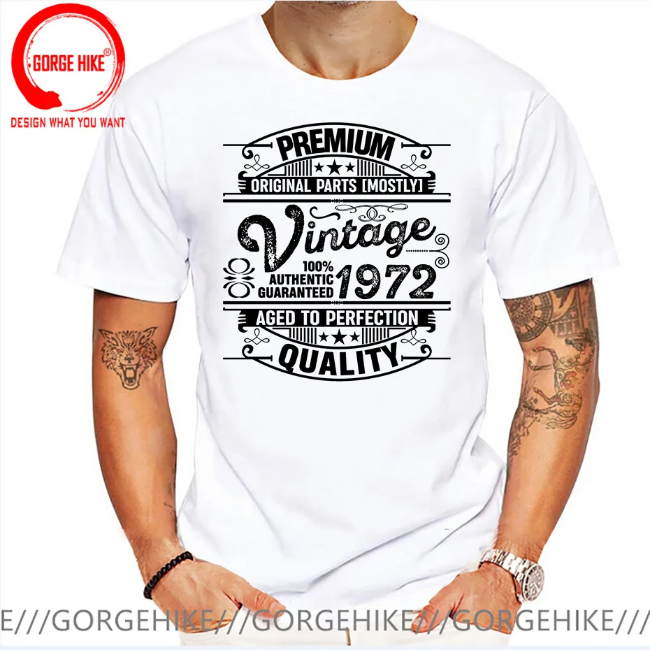 Premium Quality Vintage 1972 Aged To Perfection T Shirt Men Retro Born In 1972 T-Shirt 70\'s BF Dad Birthday Party Gift Tee Shirt