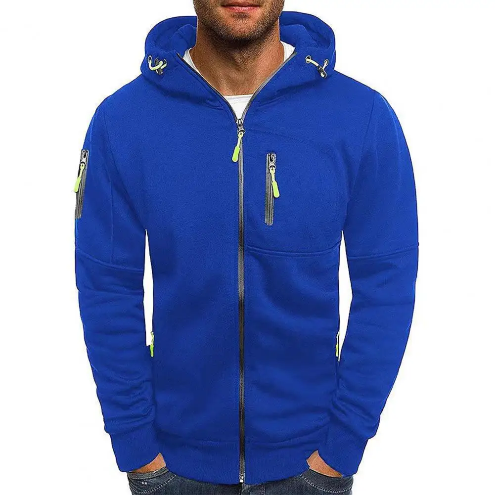 Men's Hooded Sweatshirt Zip-up Hoodie with Pockets for Spring Fall Workouts Cardigan Jacket