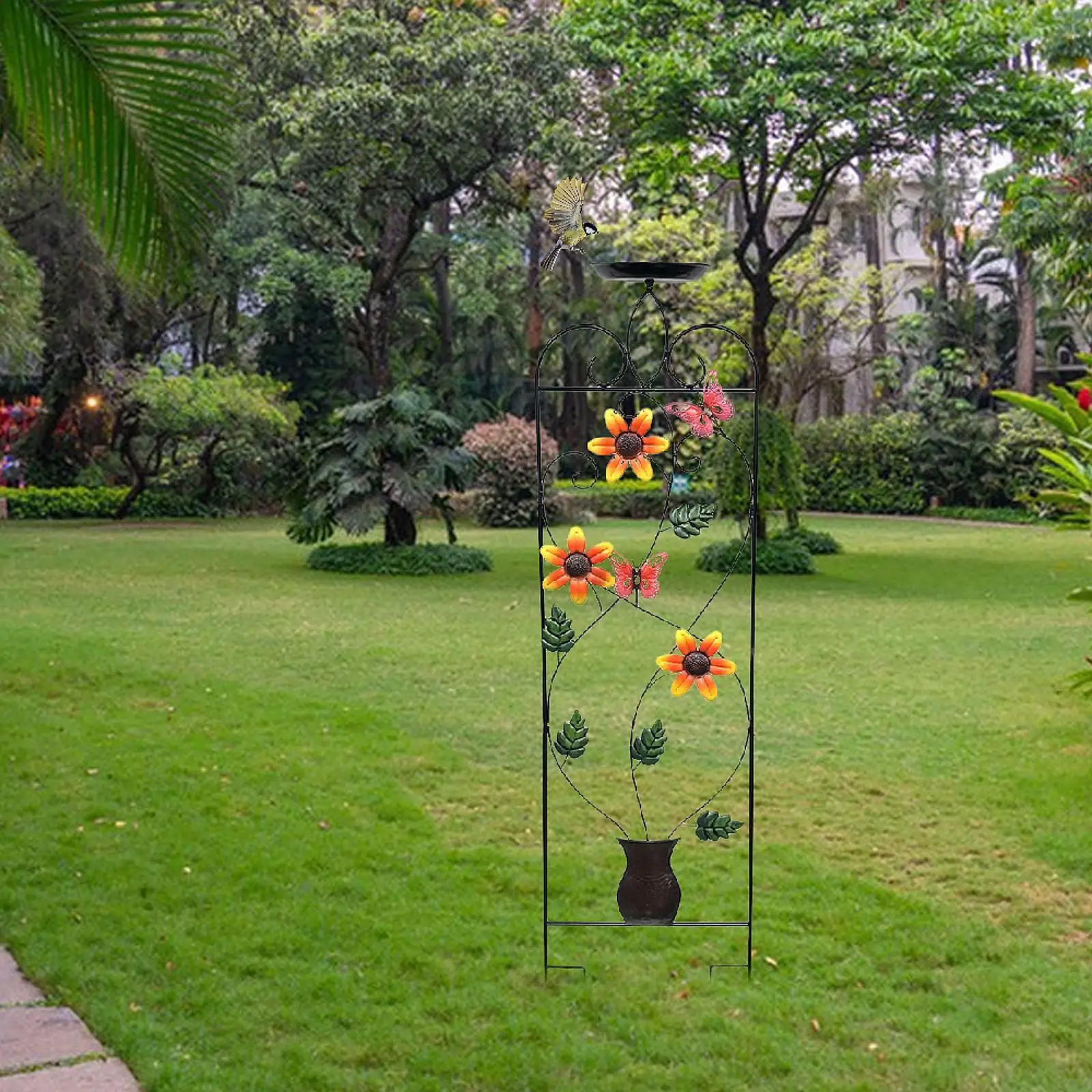 

Bird Bath with Garden Trellis, Garden Plant Support, Heavy Duty Birdbath, Birdfeeder Station for Lawn