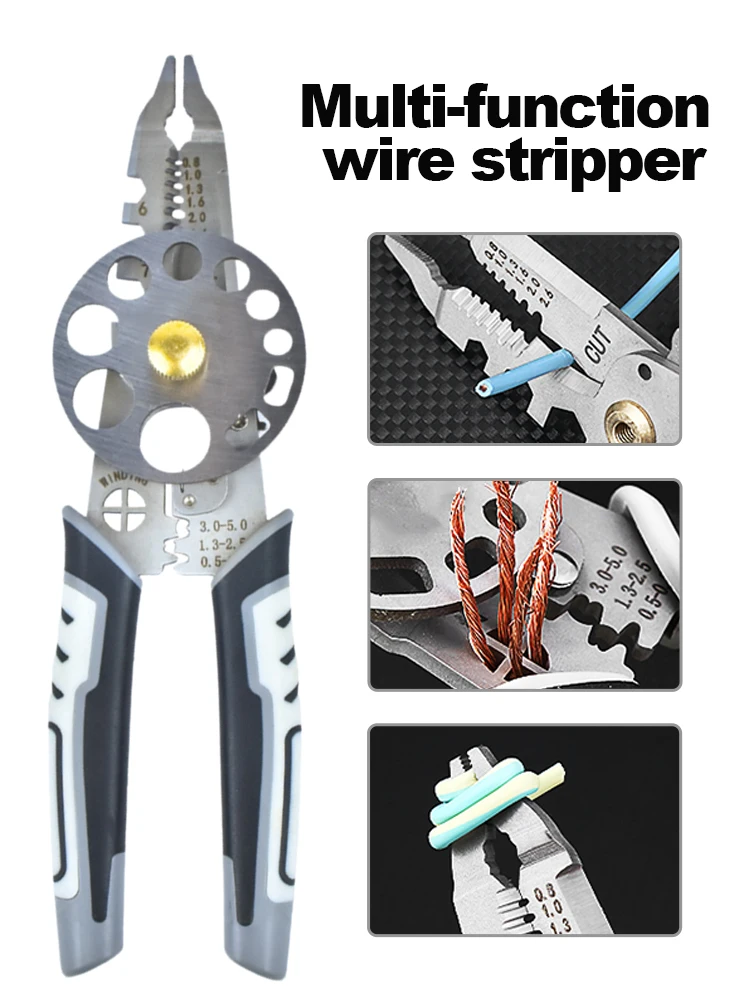 

New 10In1 Crimper Cable Cutter Adjustable Automatic Wire Stripper Multifunctional Stripping Crimping Pliers Terminal Hand Tool