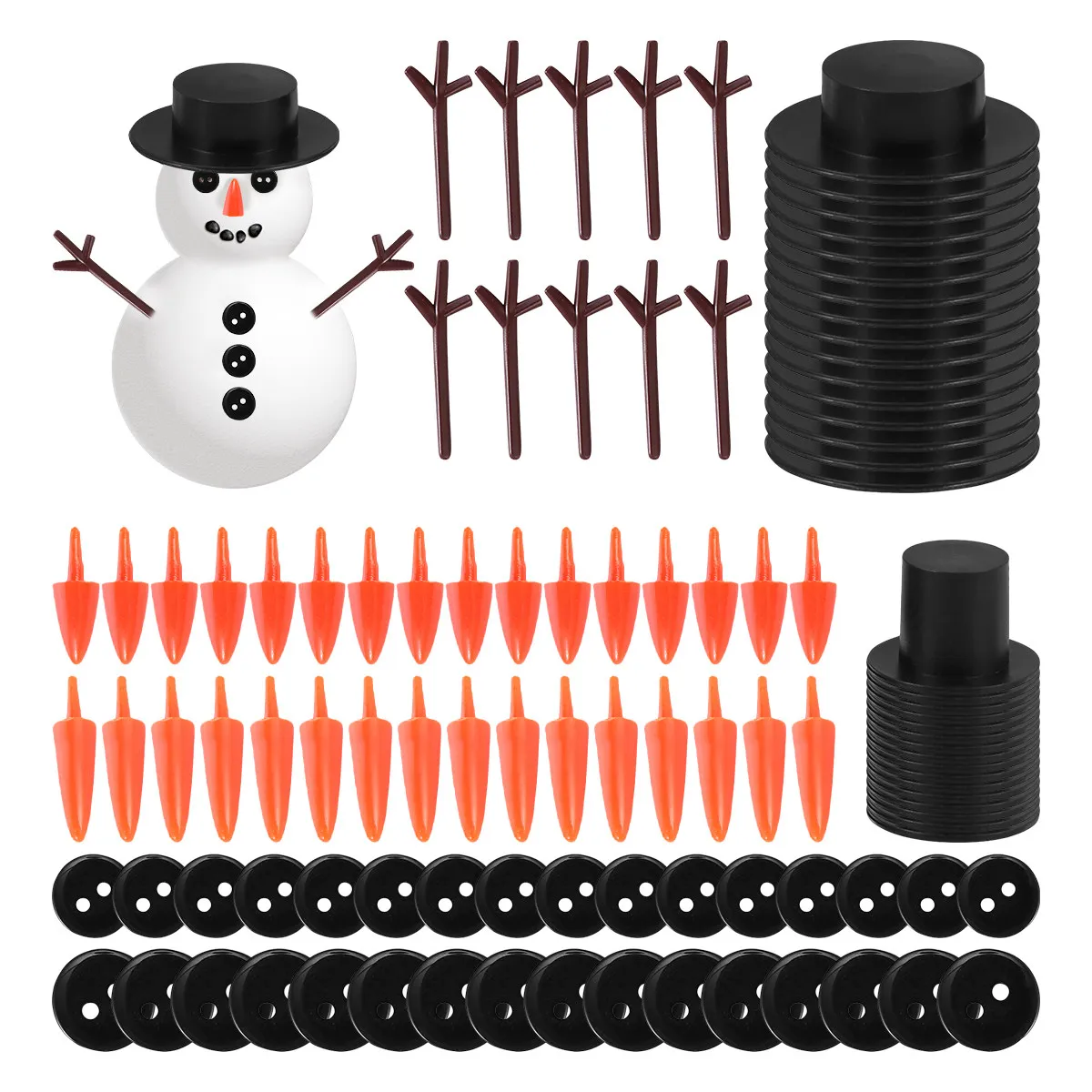 

600Pcs Christmas Snowman Accessories DIY Kit Lightweight Safe Material for Handicraft Workshops Snowman Accessories