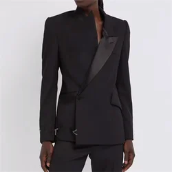 2023 Europe and the United States new patch dress jacket bright splicing suit asymmetrical personality slim-fit waist suit