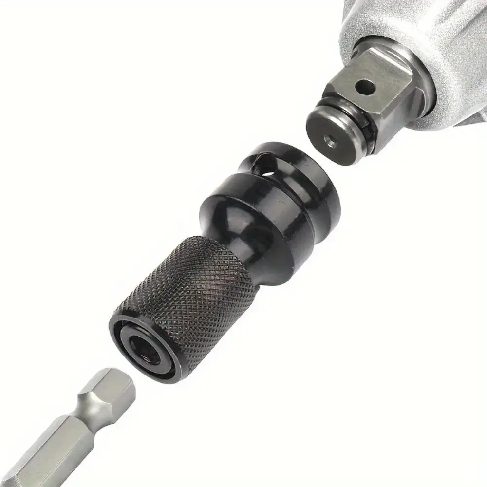 3pcs Impact Wrench To Drill Adapter 1/2 To 1/4 Hex Converter Socket Extension Bit Holder For Electric Wrench And Power Tools
