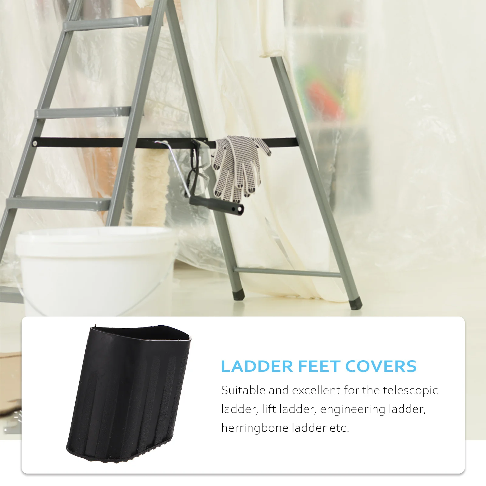 4 قطعة سلم قابل للطي أغطية مضادة للانزلاق حامي قدم سلم مطاطي قوي للتسلق الآمن ومنع الخدش