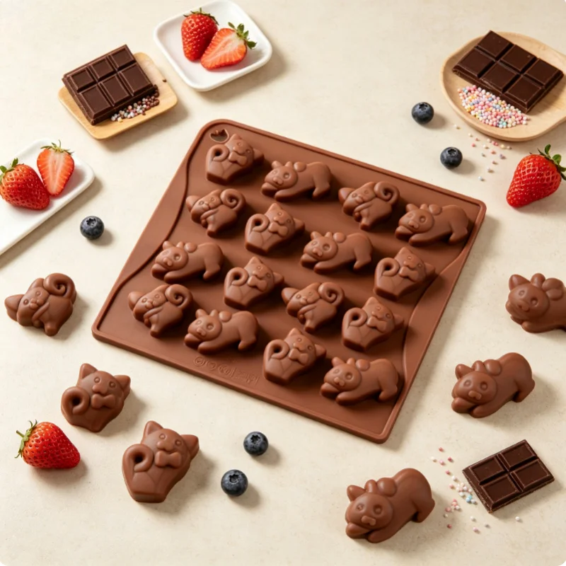 1pc 16-cavity cute cat silicone mold 3D non-stick easy release cake chocolate gift for cat lovers fun baking