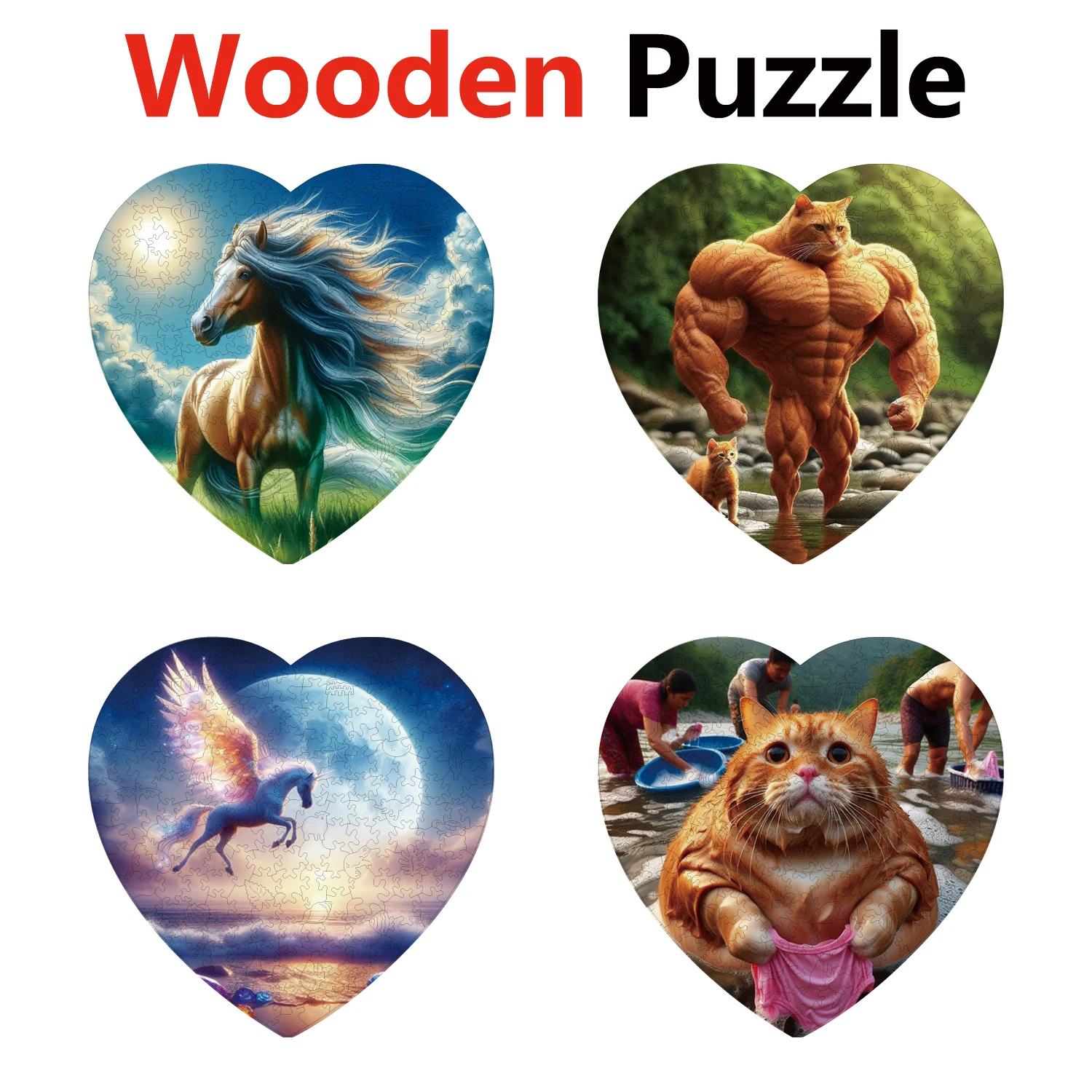 

Horse Cat Animal Puzzles High Quality Jigsaw Puzzle Wooden Puzzle Best Christmas Gift