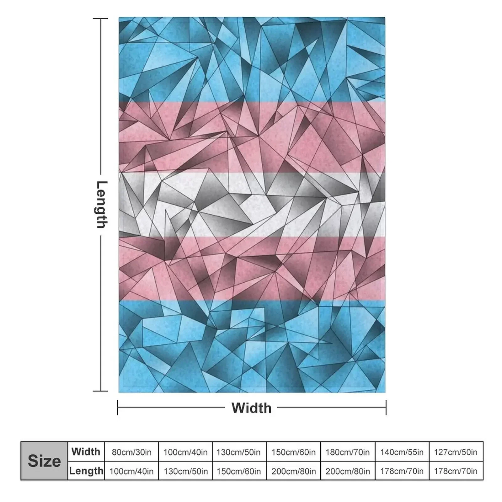 Abstract Fractal Triangles Transgender Pride Flag Pattern Throw Blanket Blankets For Baby Hairys Designers Blankets