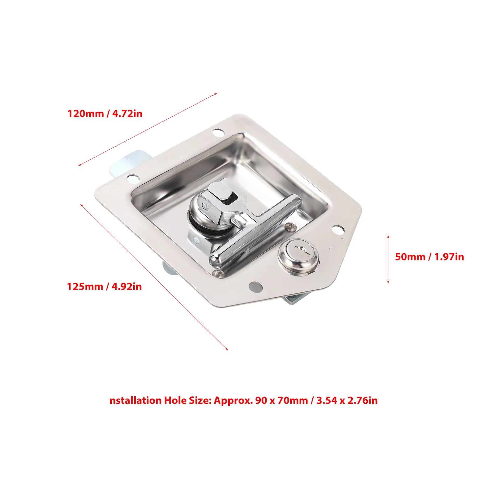 Flush Mount Lock Stainless Steel T Shaped Handle  Lock with Key for Car Door Cabinet Flush Mount Paddle Handle Lock