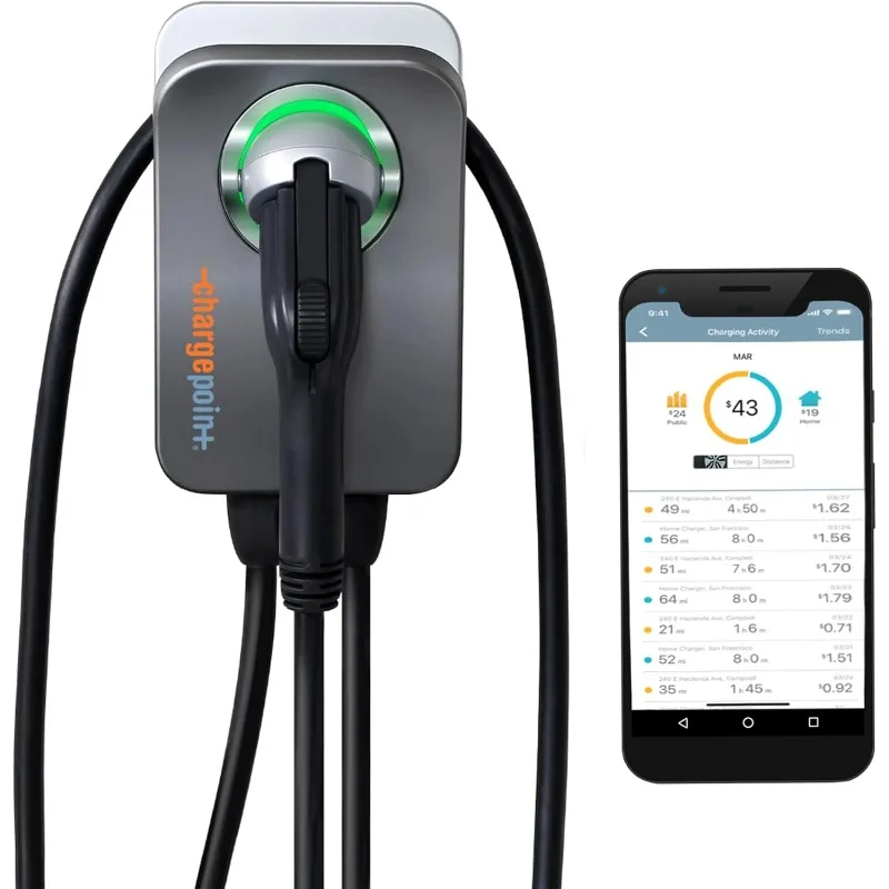 Home Flex-Equipamento para Carregamento de Veículos Elétricos, Carregador Rápido, Level 2 EV Charger, J1772, NEMA 14-50 Outlet, 240V, Compatível