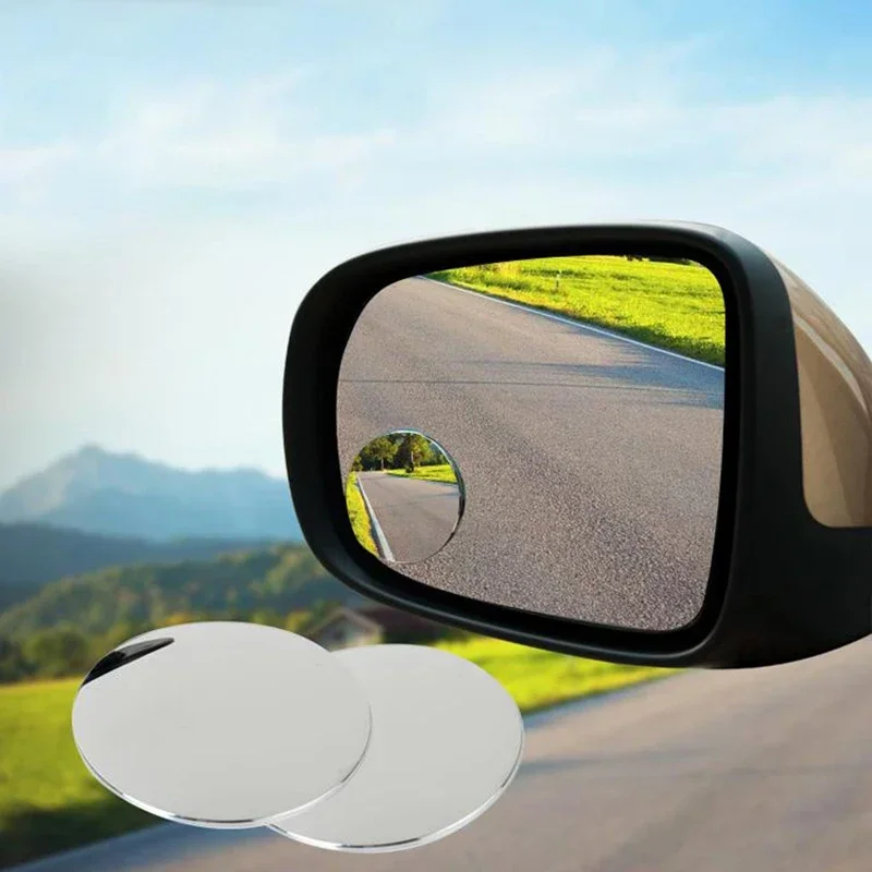 2PCS 360° Rotation Car Blind Spot Mirror Wide Angle Adjustable Small Round Convex Mirror Car Reversing Auxiliary Rearview Mirror