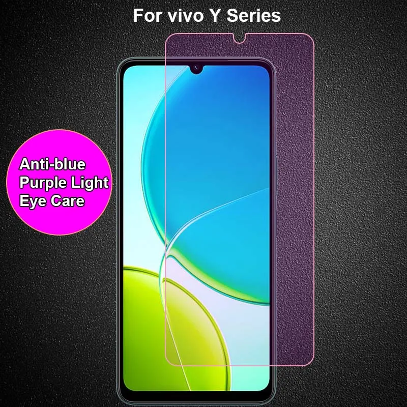 Für vivo Y19s Y19 Y19e Y18i Y18t Y18e Y04 Y03 GT Anti-Blaulicht Lila Lichtschutz Augenschutz Gehärtetes Glas 9H Displayschutzfolie