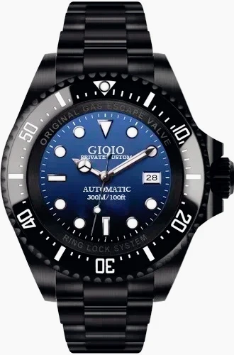 2026 Men Automatic Mechanical Watches Stainless Steel Deep Black Blue Ceramic Luminescent Dial 44mm