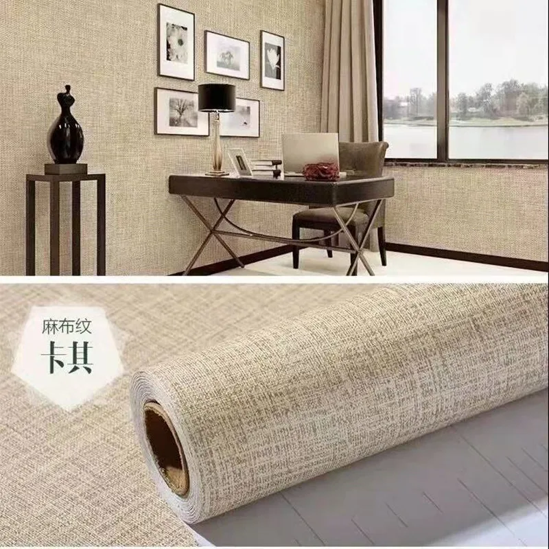 Linen PVC Self Adhesive Wallpapers for Kitchen Cabinets Bedroom Living Room Vinyl Wall Solid Waterproof Contact Paper Room Decor