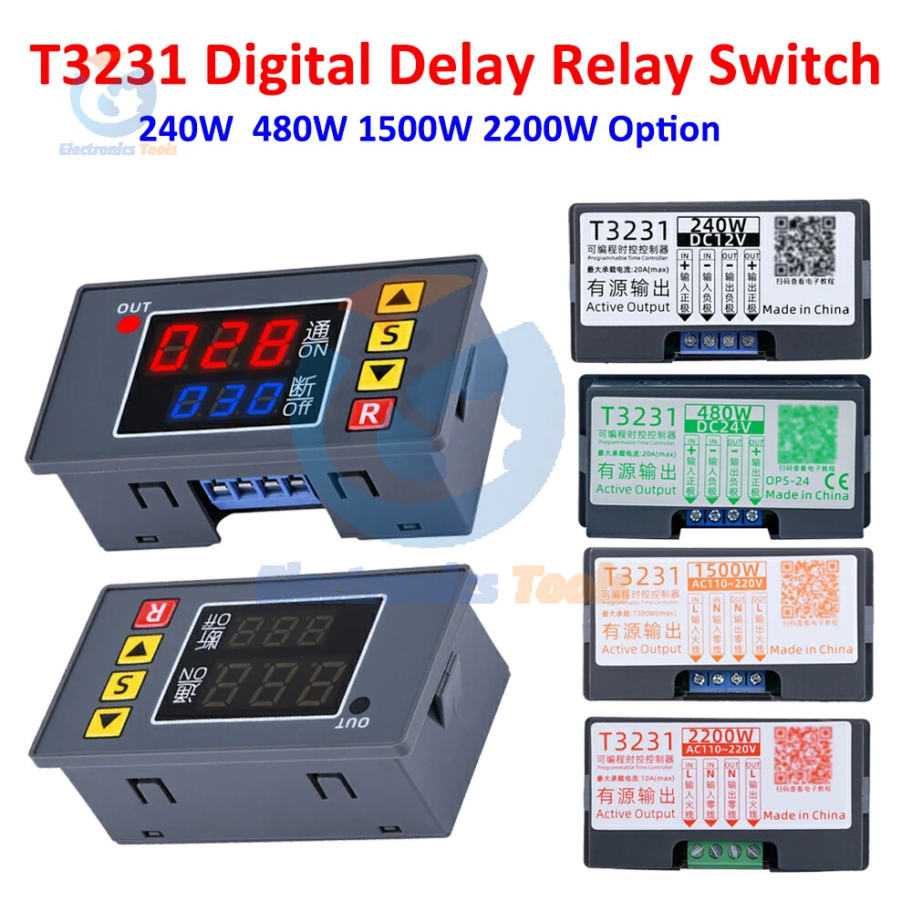 T3231 Digital Timer Relay AC 110V 220V DC 12V 24V Time Delay Switch 10A Timer Switch Programmable for Light Water Pump Engine