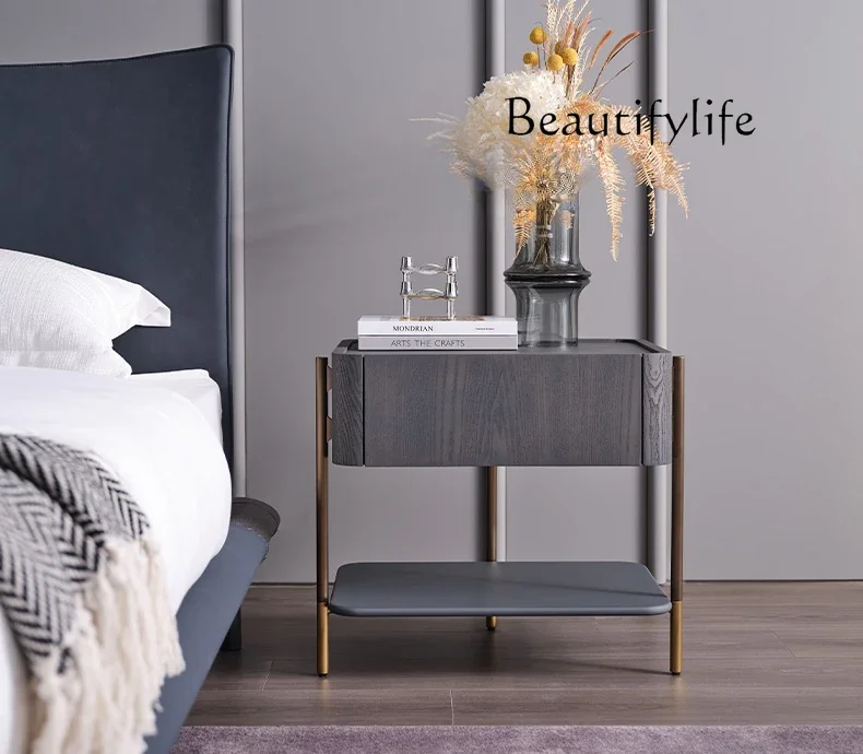 

muebles para hogar Nordic Modern Bedroom Storage Side Cabinet Minimalist Storage Solid Wood Drawer Bedside Table