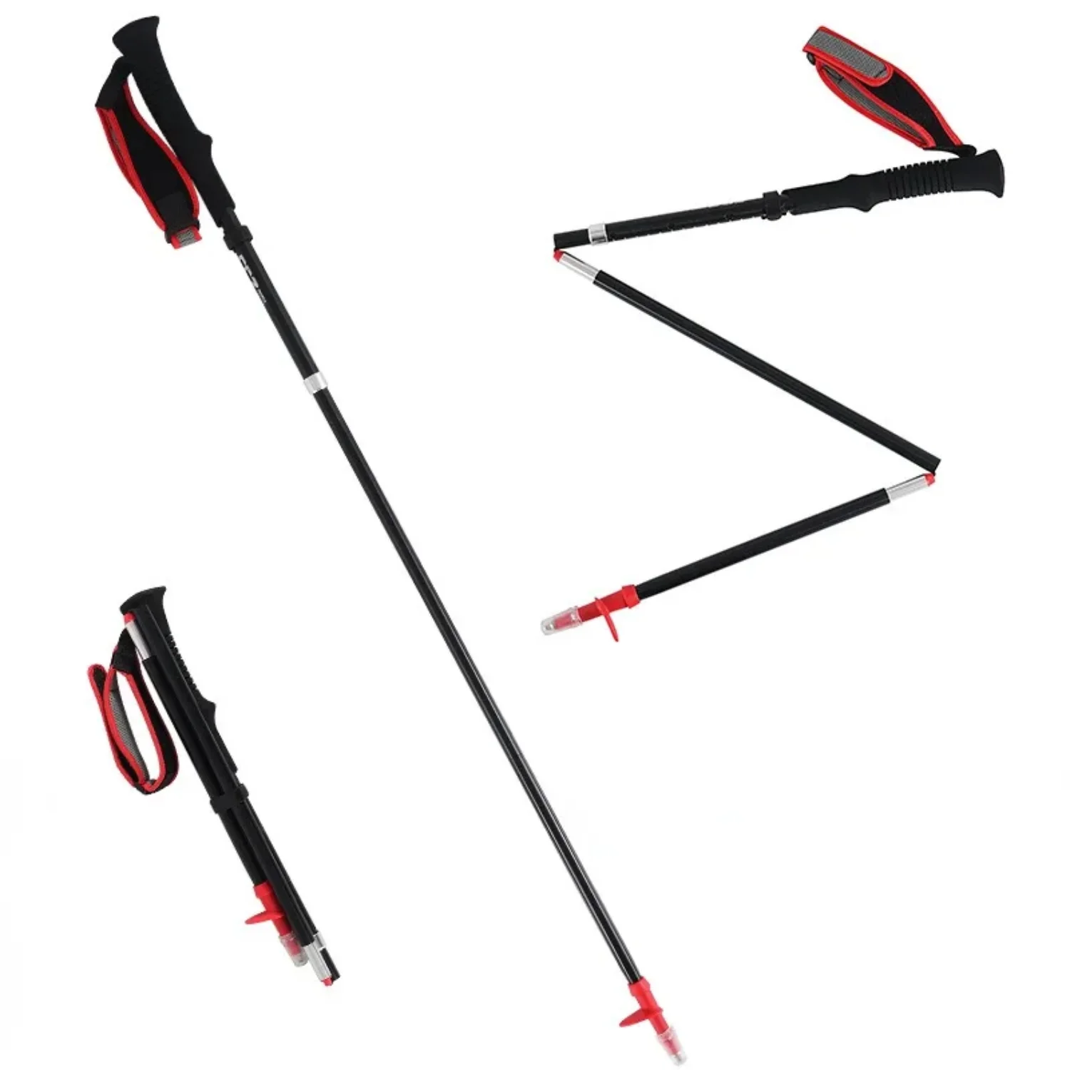 Bastones para correr de montaña, sistema de bloqueo de cuerda, bastones para caminar de 5 secciones, caña de Trekking de fibra de carbono, bastón para caminar, senderismo, Camping, 36-135cm