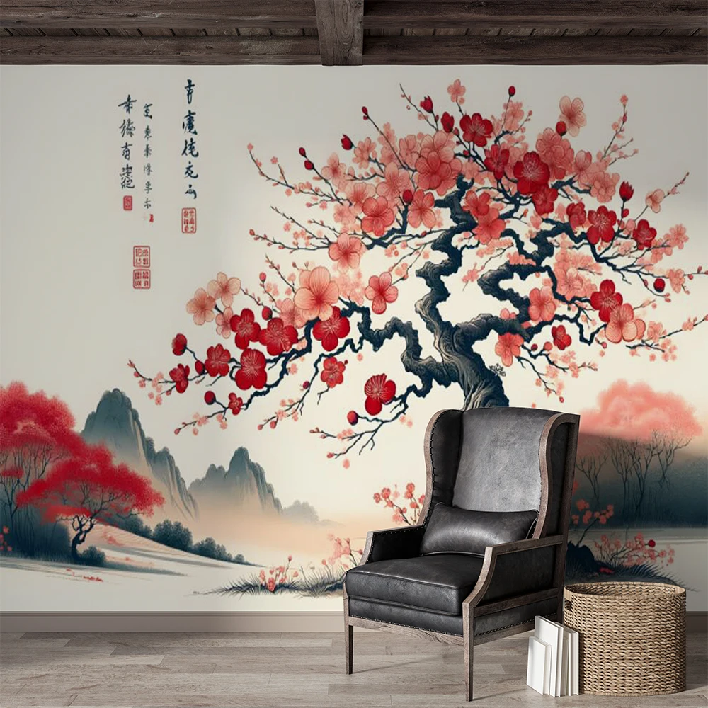 

Milofi персонализирует высококачественные пейзажные обои с цветком сливы для кабинета, гостиной и украшения дома.