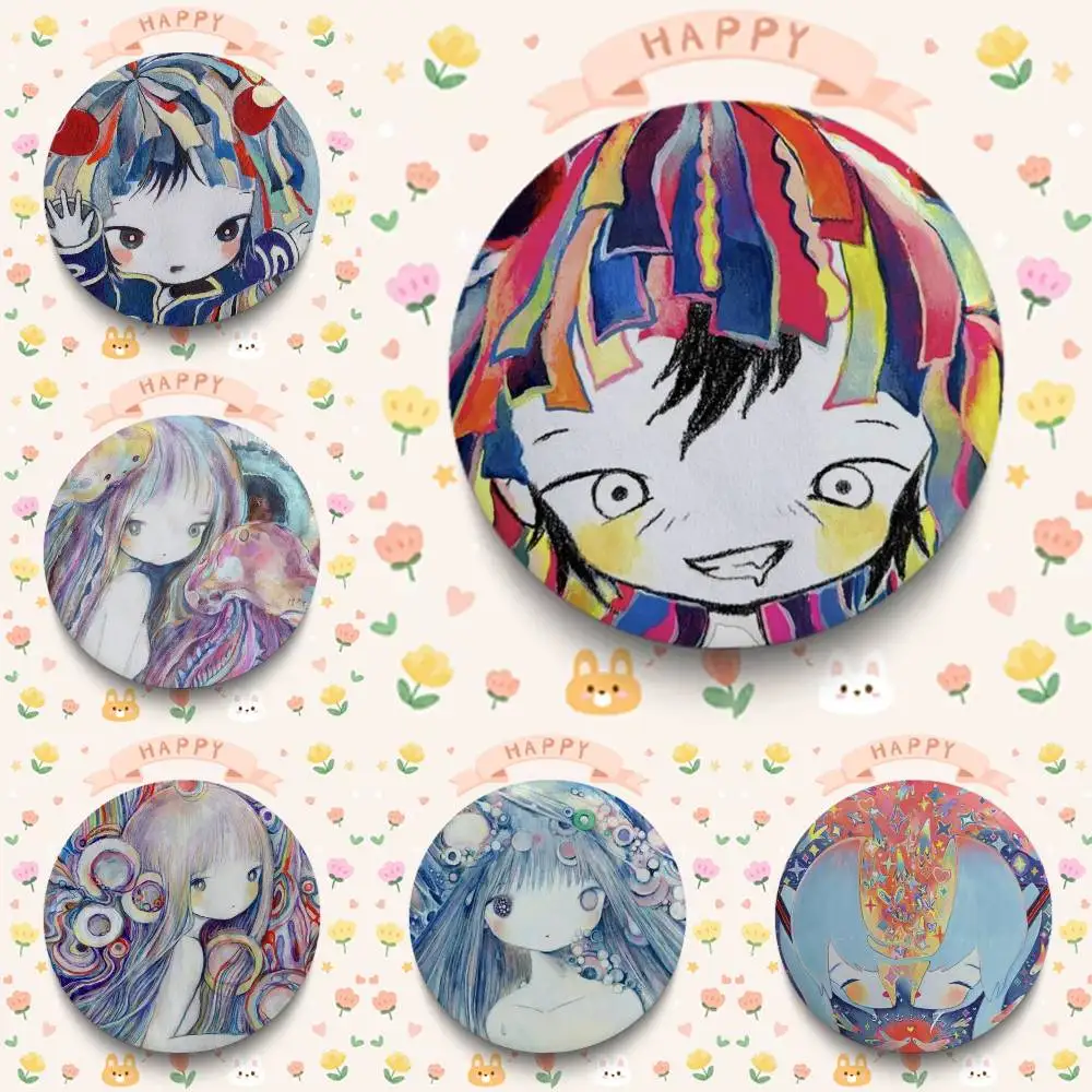 Kikuo Cute Cartoon Badges 25 32 44 58 75 Mm Round Cosplay Pin Bag Decor Fans Collect Friends Gifts Brooch Souvenir