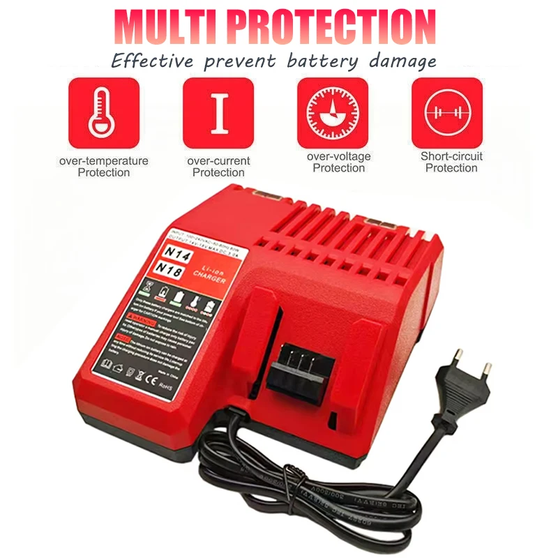 Příslušenství k elektrickému nářadí pro Milwaukee 14,4 V 18 V Li-ion baterie Nabíječka pro M18 pro M14 Li-ion baterie 48-11-1852 48-11-1811 - náhled 3