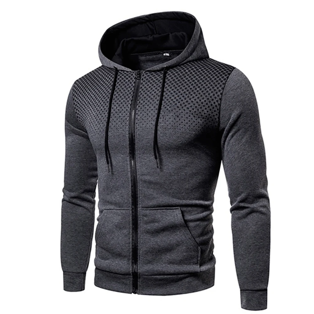 Men's Autumn Hooded Jacket Long Sleeved Pullover Hoodie Zip Up Cardigan Cotton Hooded Sweatshirt Coat