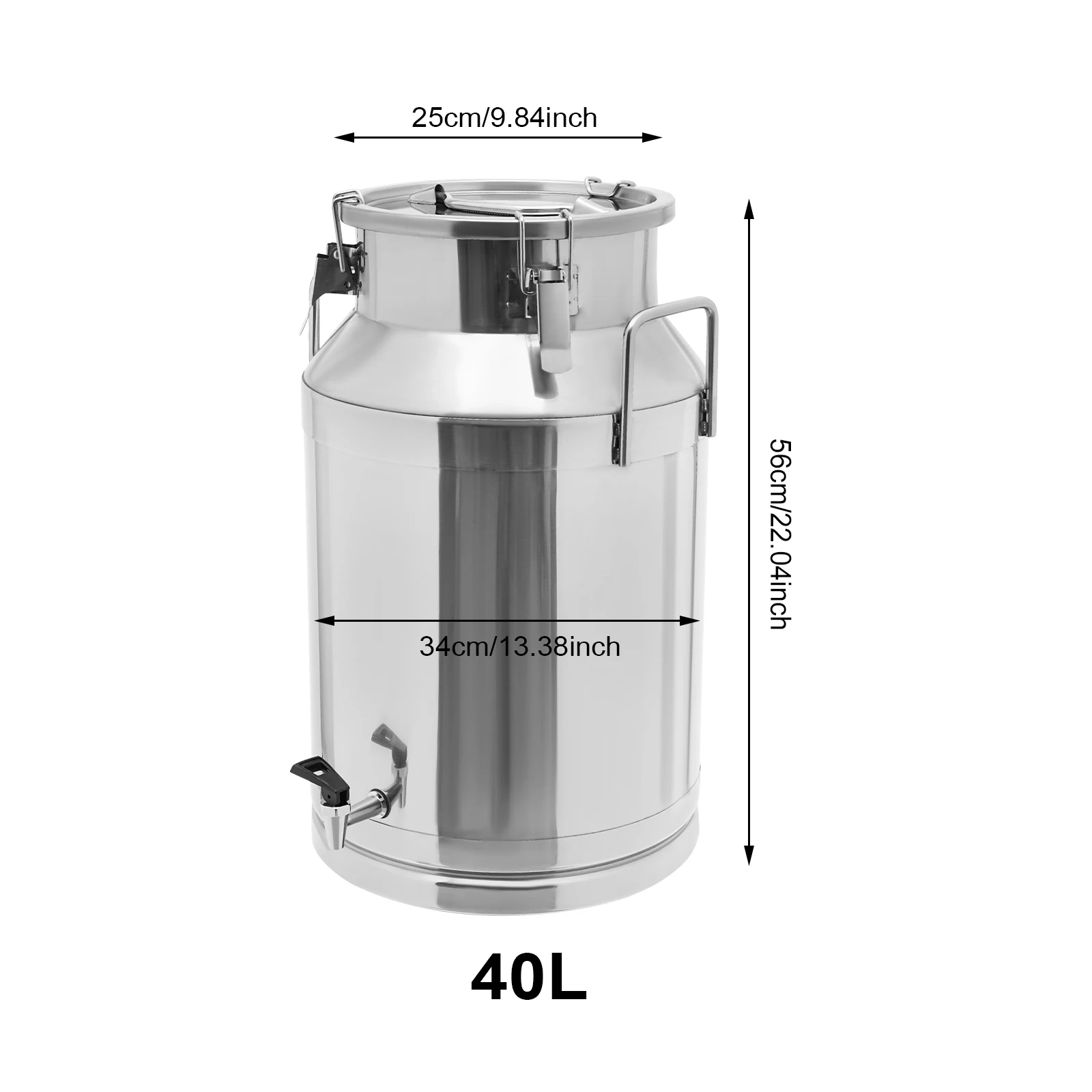 40L Stainless Steel Milk Pail with Faucet Thickened Metal Sealing Barrel Large Capacity and High Load-bearing Bucket