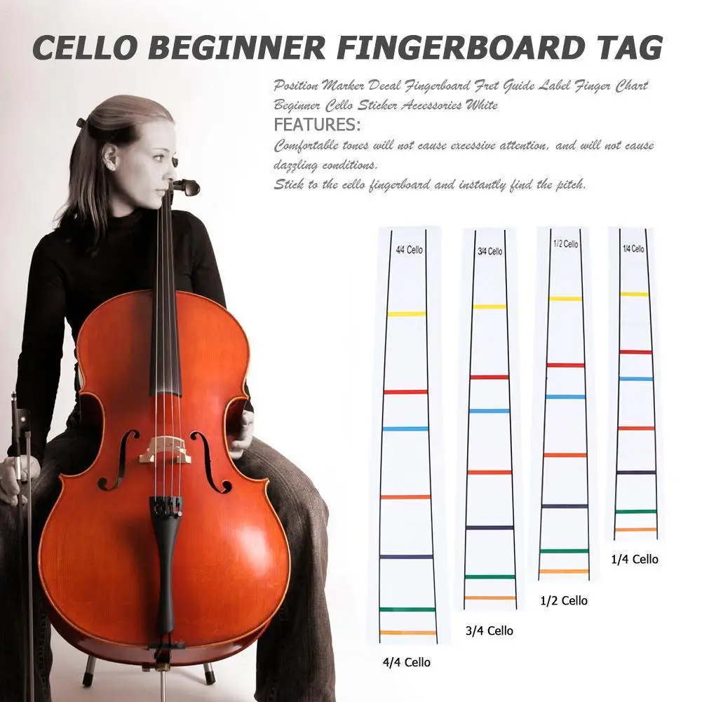 1-10PCS 4/4 3/4Position Marker Decal Fingerboard Fret Guide Label Finger Chart Beginner Cello Sticker Cello Accessories