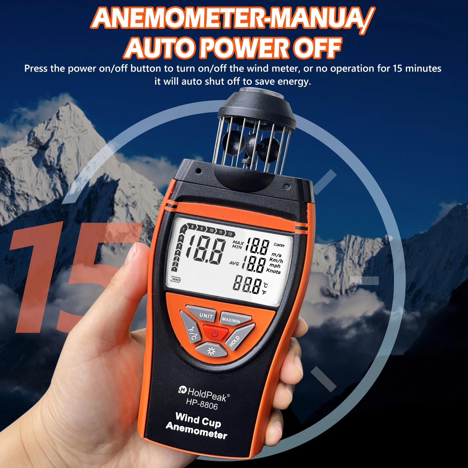 Anemómetro Digital Profesional, Medidor de Velocidad del Viento de 1.5-93 MPH, 1.3-81 KTS, Detector de Fuerza del Viento, Medidor de Viento Portátil de Mano