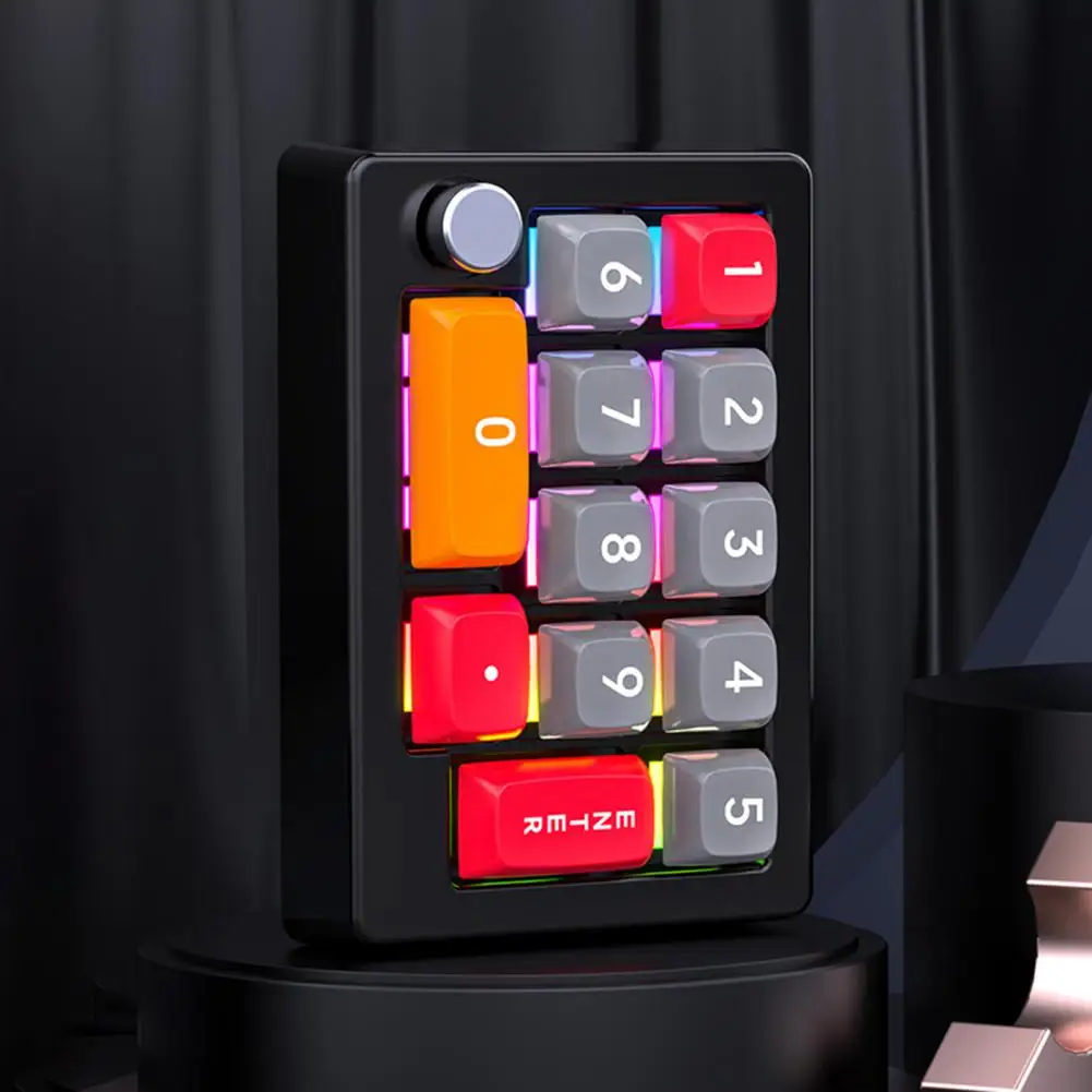 Teclado de PC 13 Teclas, Teclado Numérico Externo com Fio, Teclado Mecânico Programável com 13 Teclas Macro, Mini Teclado para Jogos