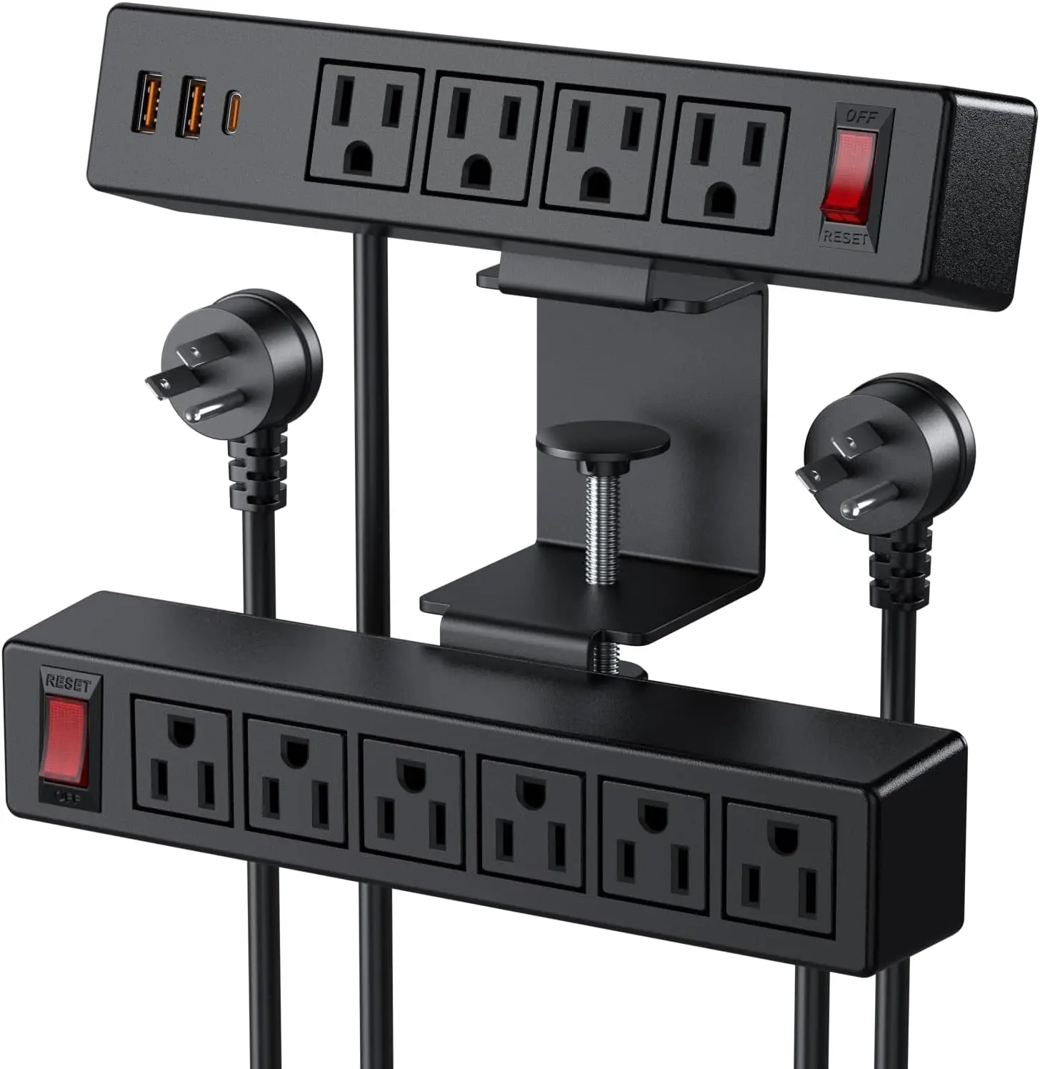 

Настольный удлинитель с USB-C PD20W, 10 розетками и выключателем, кабель 3 м, сертификат ETL