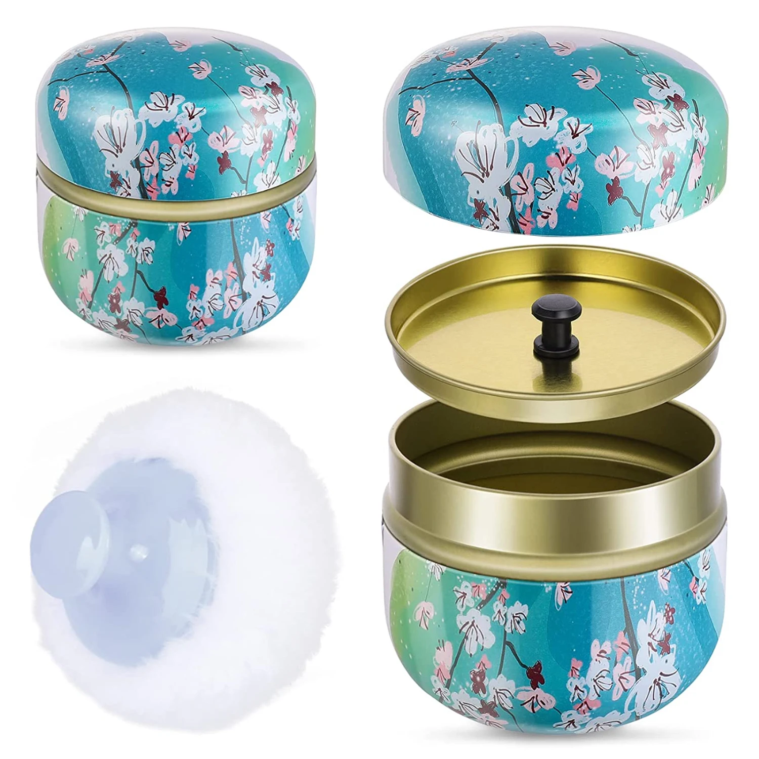 

Powder Puff and Powder Container for Body Dusting Powder Case with Puff fo Women Loose Powder Containers with Puff for Travel