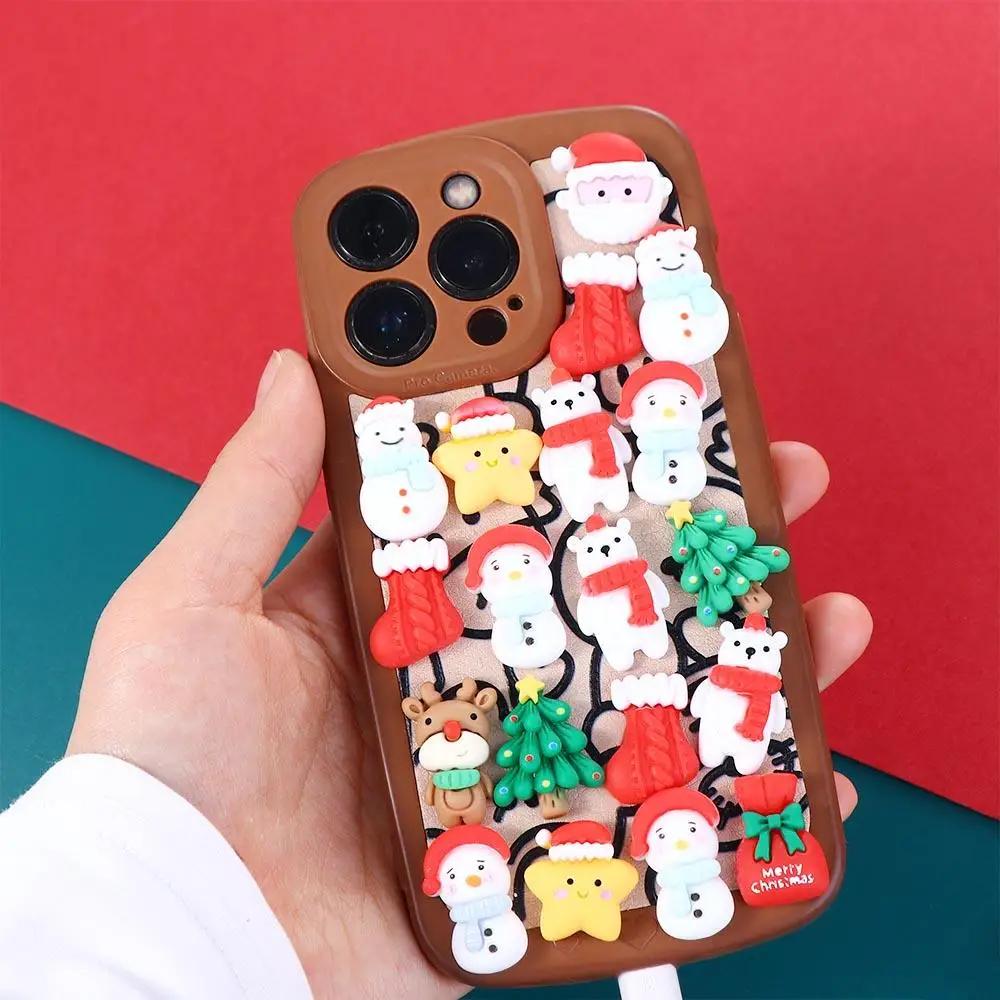 Figurine con retro piatto Modello Specchio Babbo Natale Cartone animato Abbellimenti per la casa Toppe natalizie Materiale artistico fai da te Ornamento di Capodanno