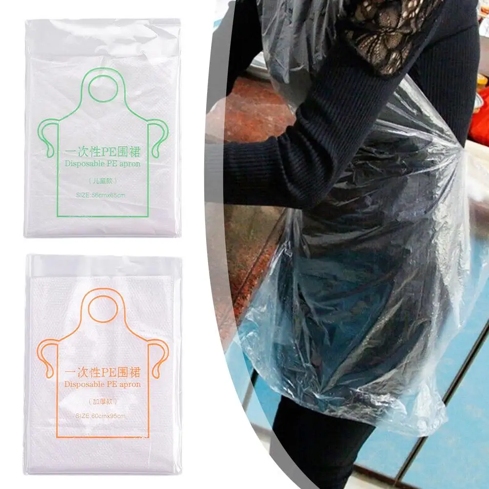 New Disposable Kitchen Aprons Plastic Waterproof Apron Individually Packing Gowns For Men Women Kitchen Tool D2t9