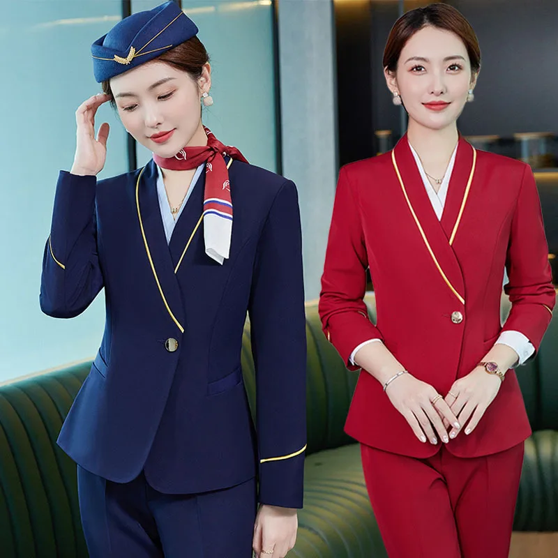 

Long Sleeve Fashion New Temperament Office Wear High-Speed Rail Flight Attendant Work Uniforms China Southern Airlines Airline S