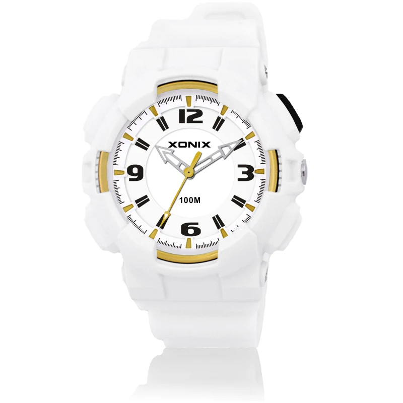 

XONIX Brand Woman Student Sports New Fashion Waterproof 100m Swimming Diving Silicone Strap Quartz Movement 2035 Watch OA