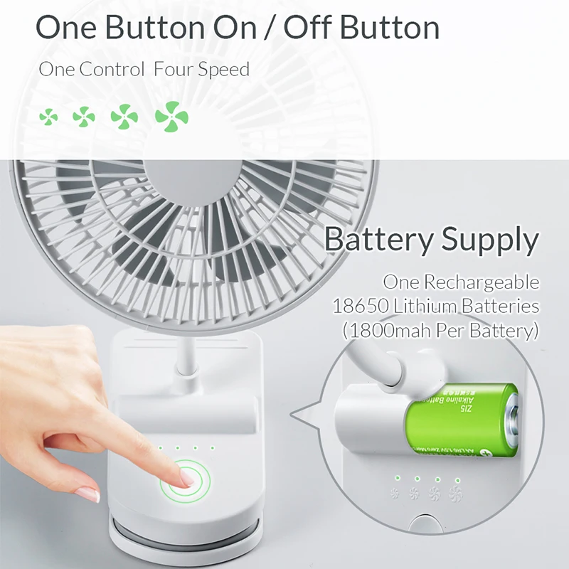 Xiaomi Youpin Portable Clip Fan USB Stroller Mini Table Fan 720° Rotatable Battery Operated 4 Speeds Lazy Camping Electric Fans