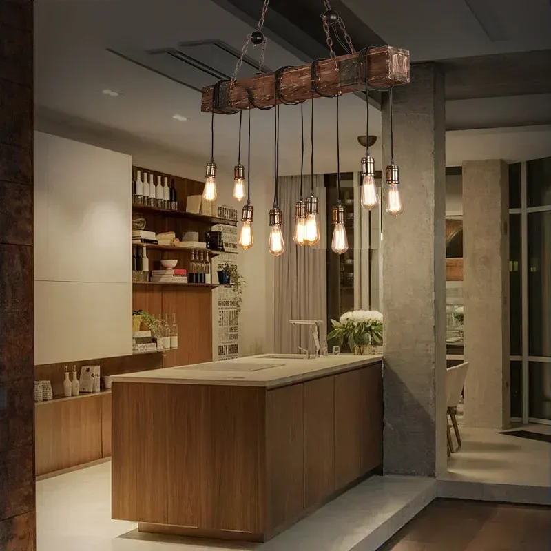 American Retro Ship  Restaurant Cafe Rreative Bar Hotel Bar Personality Wood Art Industrial Wind Chandelier