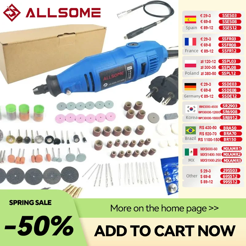 ALLSOM 180W Electric Dremel Engraving Mini Drill polishing machine Variable Speed Rotary Tool with 148pcs accessories HT2831