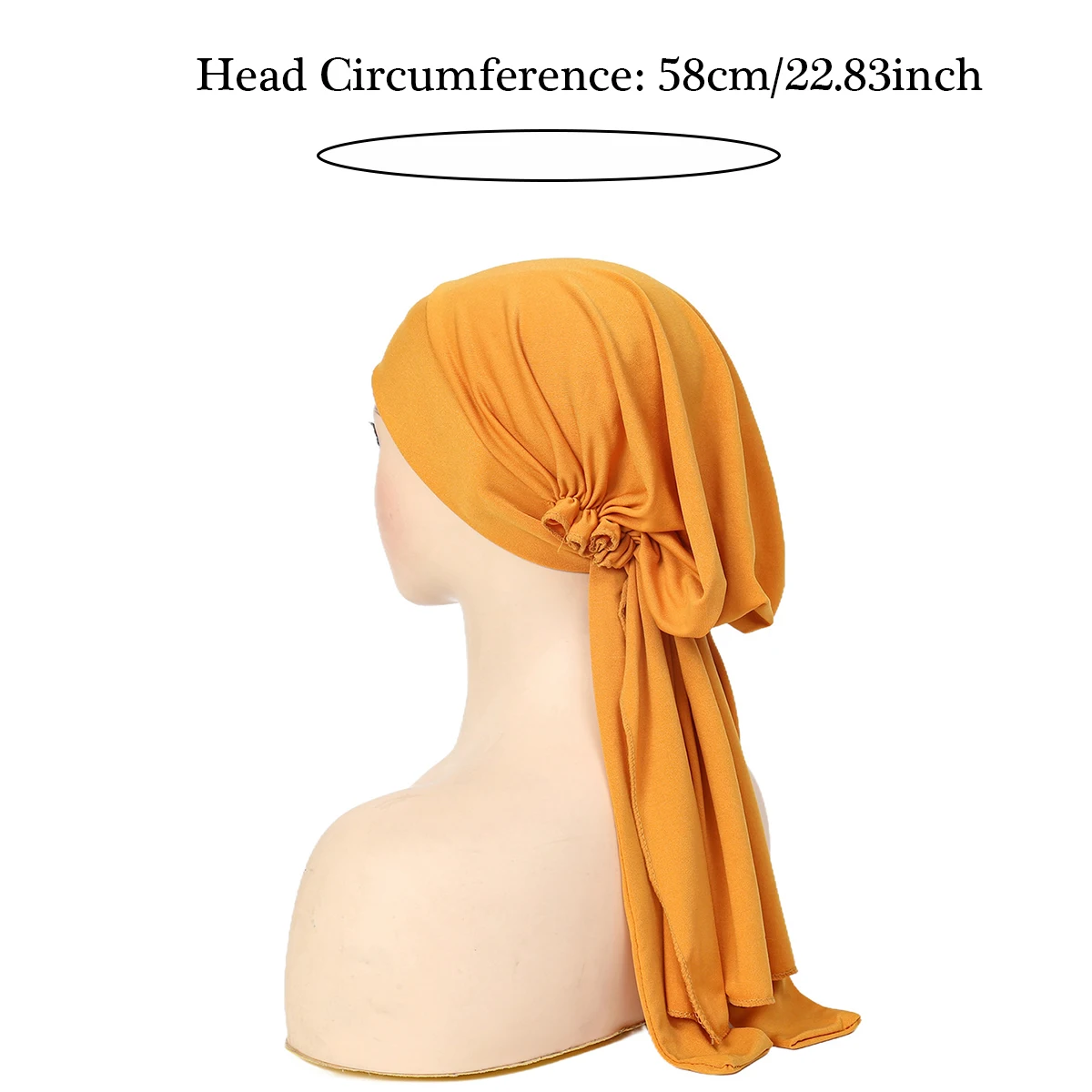 2024 New Solid Color Muslim Hijab Caps Wrap Head Soft Elastic Long Tail Turban Bonnet Fashion Women Headdress Wearable