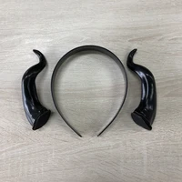 Women Black Queen Witch Demon Horns Headpiece Cosplay Animal Antelope Devil Headdress Christmas Halloween Party Costume Headband 3