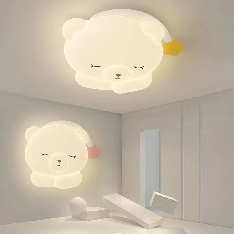 

Потолочный светильник серии Sleeping Bear, простой современный светильник для детской комнаты, мультяшный, с защитой для глаз, полноспектральный, декоративный светильник