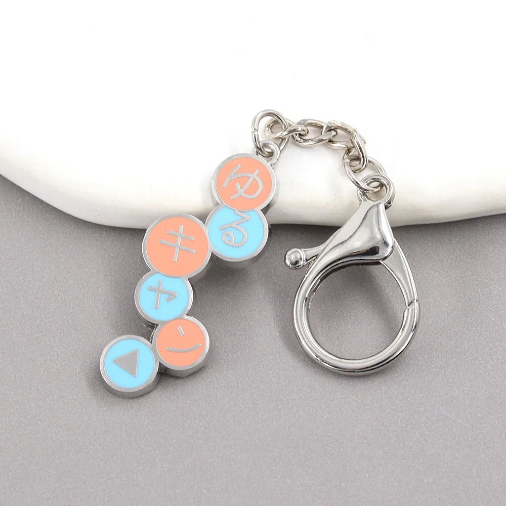 Yuru Camp Metal Keychain Laid-Back Camp Japanese Anime Logo Keyring Cute Macaron Color Bag Pendant Jewelry Gift for Fans