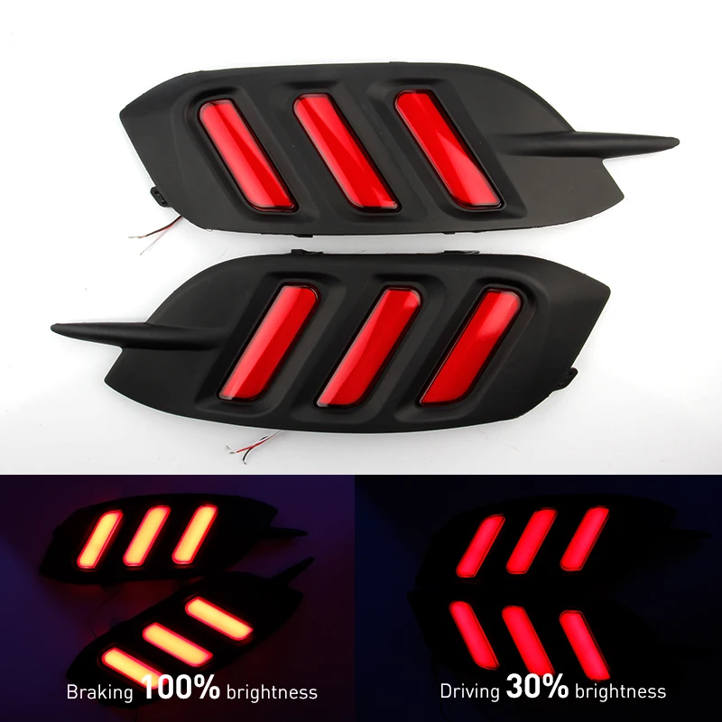 

For Honda Civic 10th 2016 2017 2018 2019 2pcs Rear Bumper Reflector Lights Auto Tail Light Led 12v Brake Lamp Car Accessories