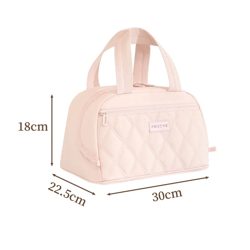 Große Isolierte Lunch-Tasche für Frauen PU-Leder Gesteppte Lunch-Tasche Auslaufsichere Thermische Kühltasche für Arbeit Picknick Reisen Niedliche Lunchbox – Detail 13