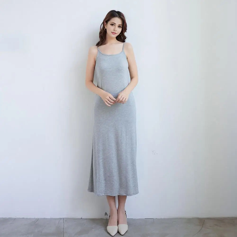 Spring Summer 2024 Woman Tank Dress Casual Sexy Camisole Elastic Female Home Beach Dresses O-Neck Camis Sexy Bottoming Dress  ﻿