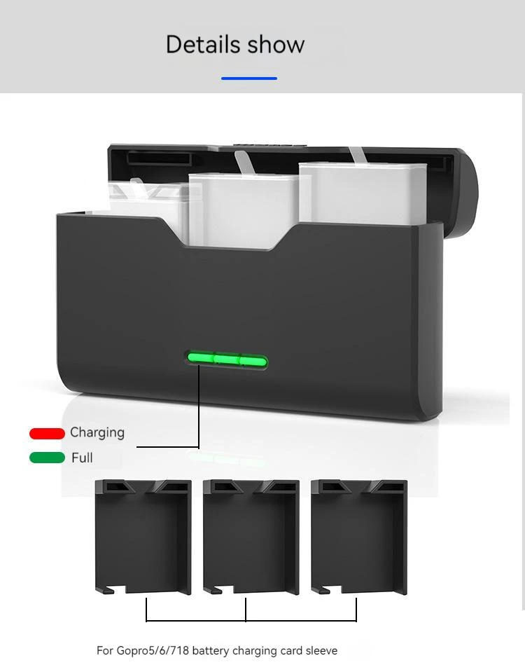 universal Battery Charger For GoPro Hero 11 10 9 8 7 6 5 camera Accessories Fast Smart Charging Case Charger Storage Box SD slot