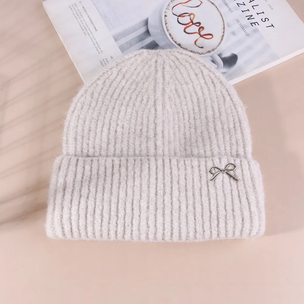 New Knitted Knitted Hat Elegant Thickening Bonnet Caps Casual Coldproof Pile Cap Outdoor Sports