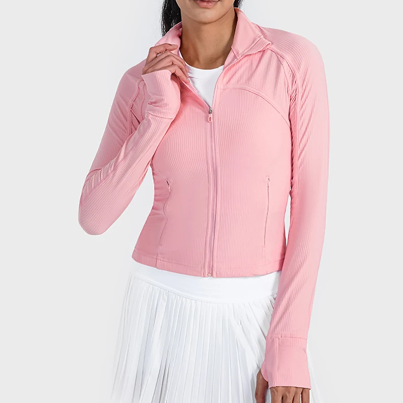 Women's High Stretch Tight Yoga Jacket, Moisture Wicking Zip Up Short Coat for Pilates Running Sports Fitness Outerwear
