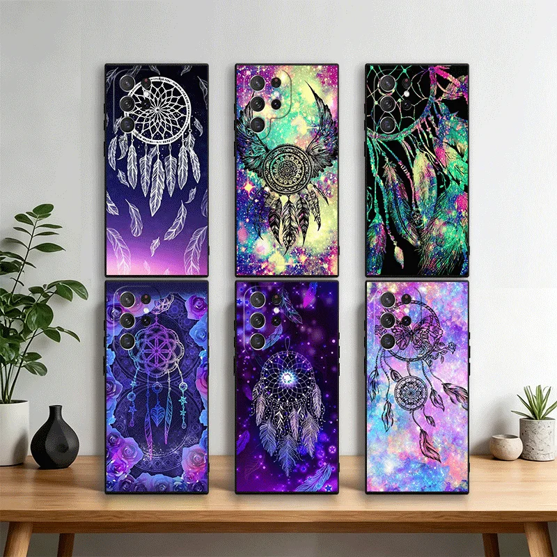 Mandala Dreamcatcher Phone Case Cover for Samsung Galaxy S22 S23 Plus S24 FE S25 Edge S26 Ultra S20 S21 + Black Soft Shell